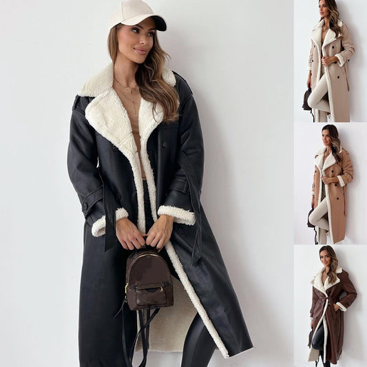 Chic Belted Double-Breasted Winter Trench Coat Women - LauBelle