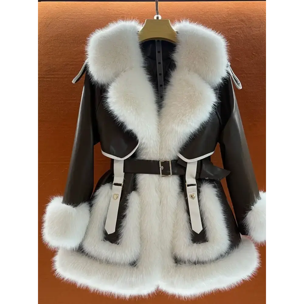 White FurScape Faux Fur Belted Winter Coat - LauBelle