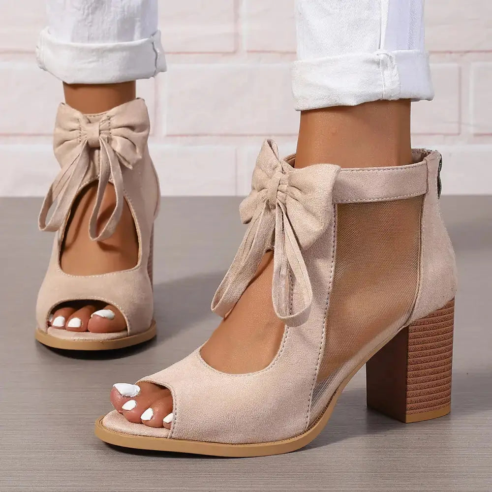 BellaBow Chunky High Heels for Bridal Party Comfort and Elegance - LauBelle
