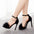 ChicStep Black Peep Toe Buckle Heels for Women - LauBelle