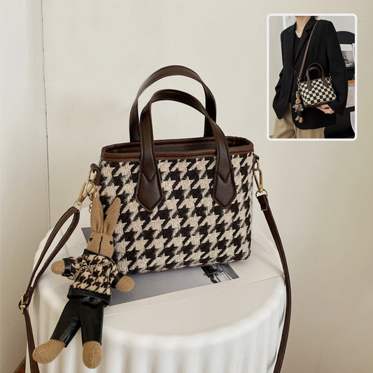 Chic Houndstooth Checkerboard Shoulder Tote for Women - LauBelle
