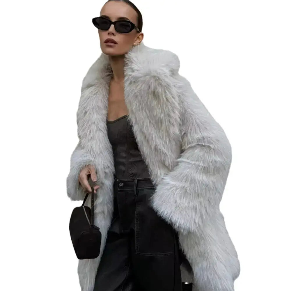 Faux Fur White Winter Coat for Women - LauBelle