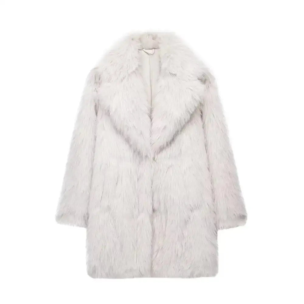 Faux Fur White Winter Coat for Women - LauBelle