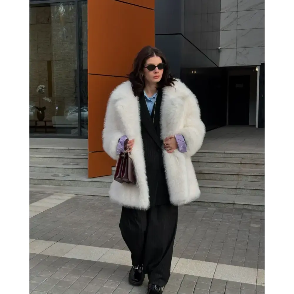 Faux Fur White Winter Coat for Women - LauBelle