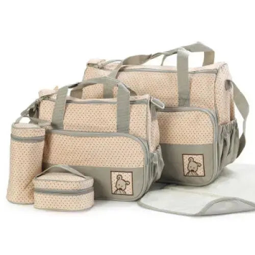 Beige and Black Diaper Bag Set with Planner and Water Bottle - LauBelle