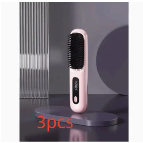 2 In 1 Straight Hair Comb Wireless Hair Straightener Brush Hair Fast Heating Portable Hot Curler USB Charging - LauBelle