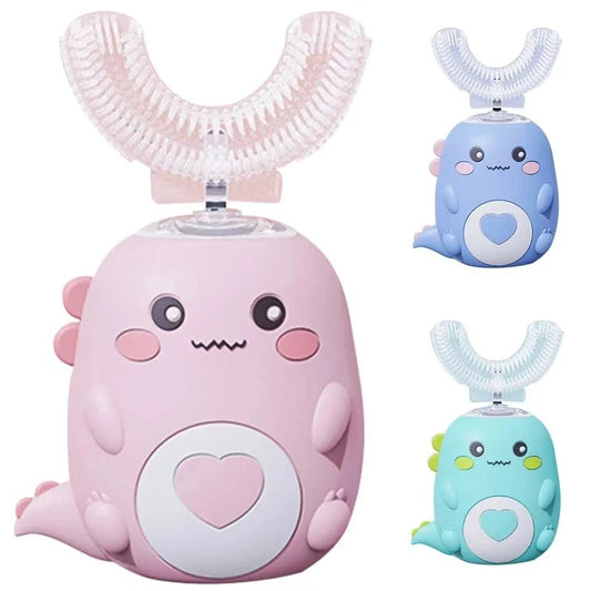Children'S Electric Toothbrush Food Grade Silicone Oral 360 Degree Automatic Usb Charging Smart Children'S Toothbrush U-Shaped - LauBelle
