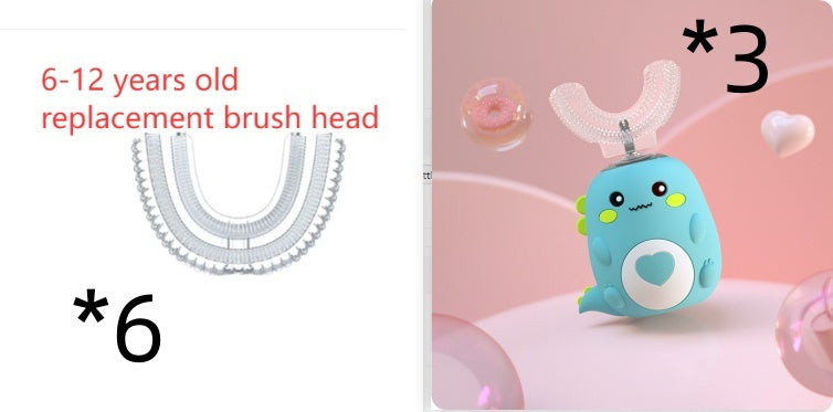 Children'S Electric Toothbrush Food Grade Silicone Oral 360 Degree Automatic Usb Charging Smart Children'S Toothbrush U-Shaped - LauBelle
