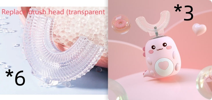 Children'S Electric Toothbrush Food Grade Silicone Oral 360 Degree Automatic Usb Charging Smart Children'S Toothbrush U-Shaped - LauBelle