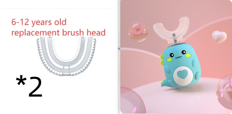 Children'S Electric Toothbrush Food Grade Silicone Oral 360 Degree Automatic Usb Charging Smart Children'S Toothbrush U-Shaped - LauBelle
