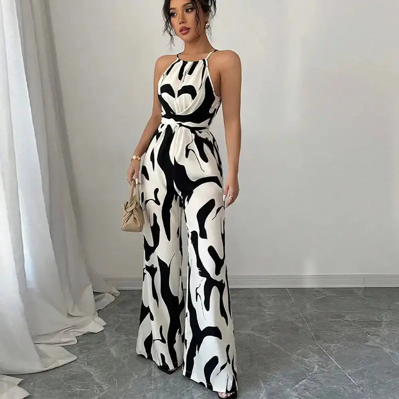 ZebraStride Bold Suspenders Jumpsuit with Zebra Stripes - LauBelle