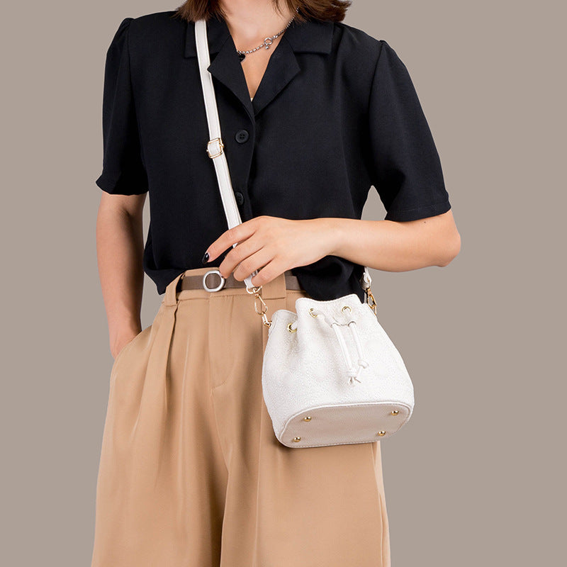 PearlCloud Cowhide Bucket Handbag - LauBelle