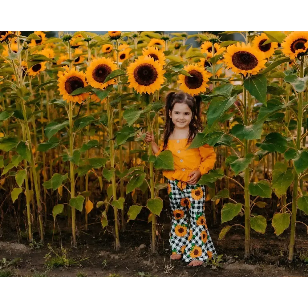 SunnyPlaid Kids 3 Piece Autumn Outfit Set with Scarf - LauBelle