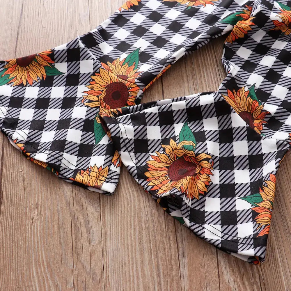 SunnyPlaid Kids 3 Piece Autumn Outfit Set with Scarf - LauBelle