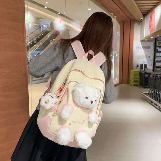 Cute Bear Schoolbag for Junior High and College Students - LauBelle