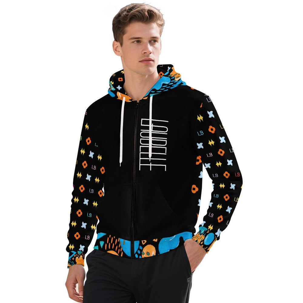 LauBelle Mens Athletic Full-Zip Hoodie with Side Pockets