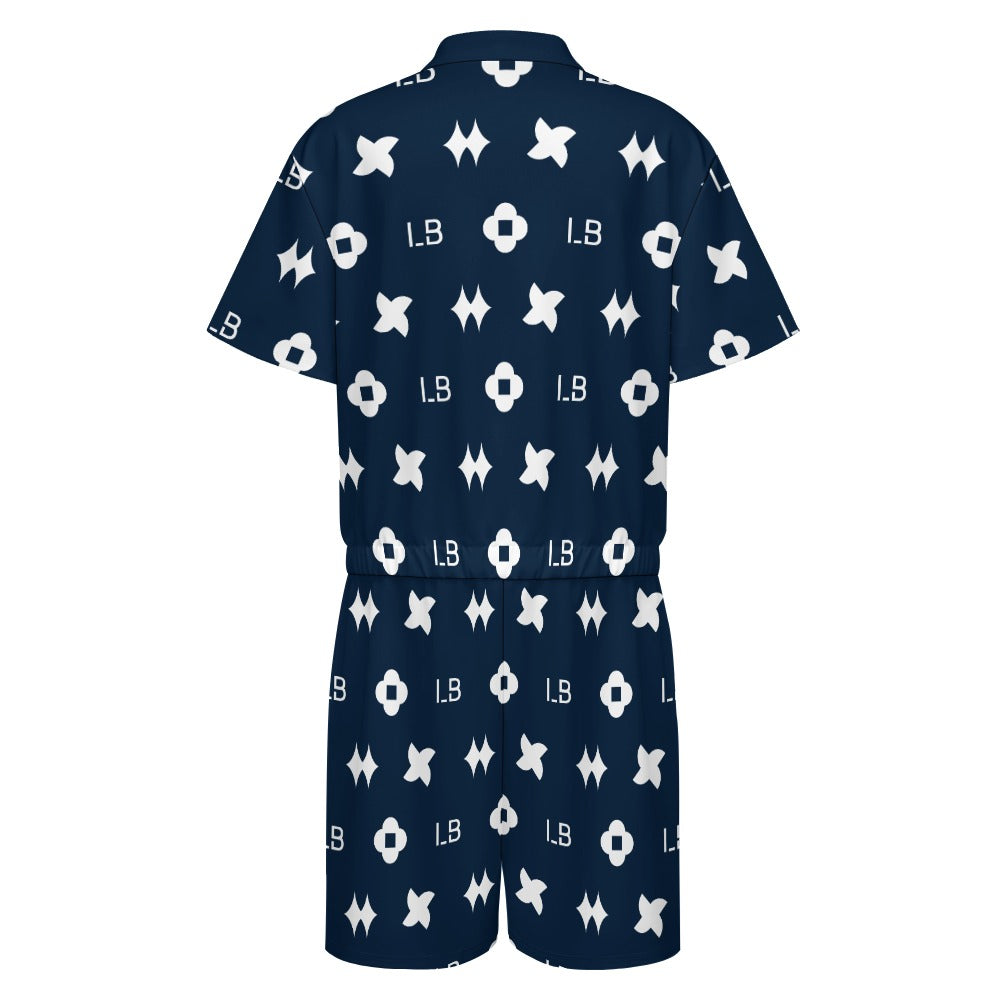 LauBelle - Men's one piece jumpsuit Short sleeved jumpsuit - Darkk Blue - LauBelle Brand