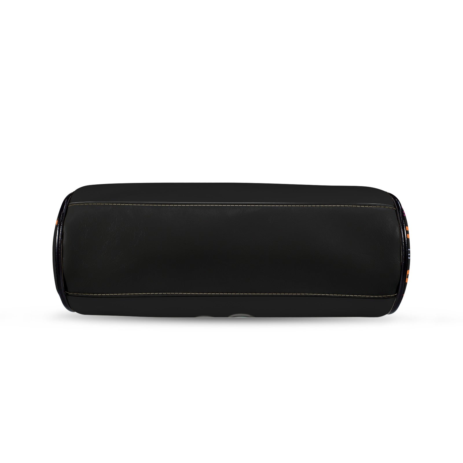 Black rectangular speaker with rounded edges, subtle orange details on the sides.