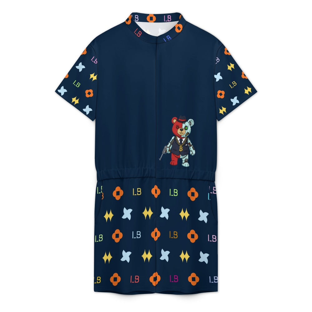LauBelle - Men's one piece jumpsuit Short sleeved jumpsuit - Dark Blue - LauBelle Brand