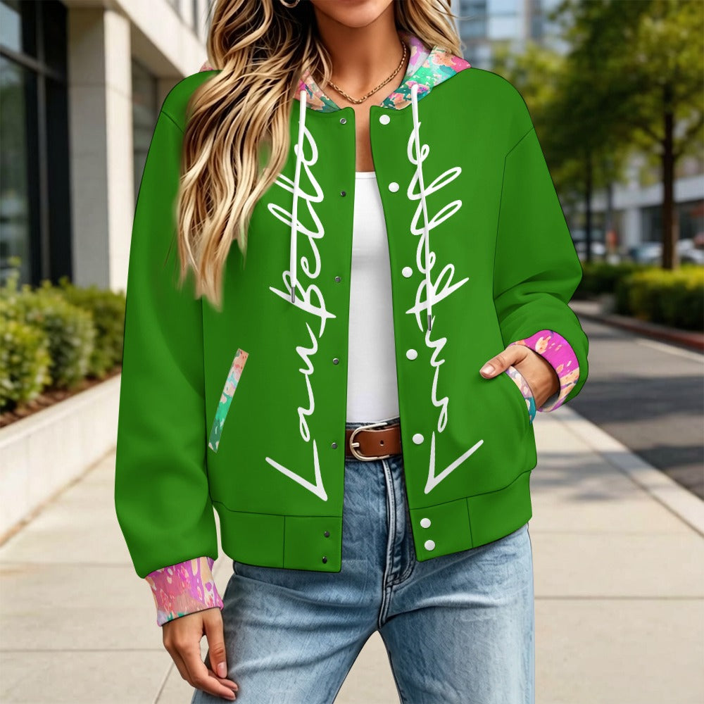 LauBelle Sport Athletic Hooded Baseball Varsity Jacket for her