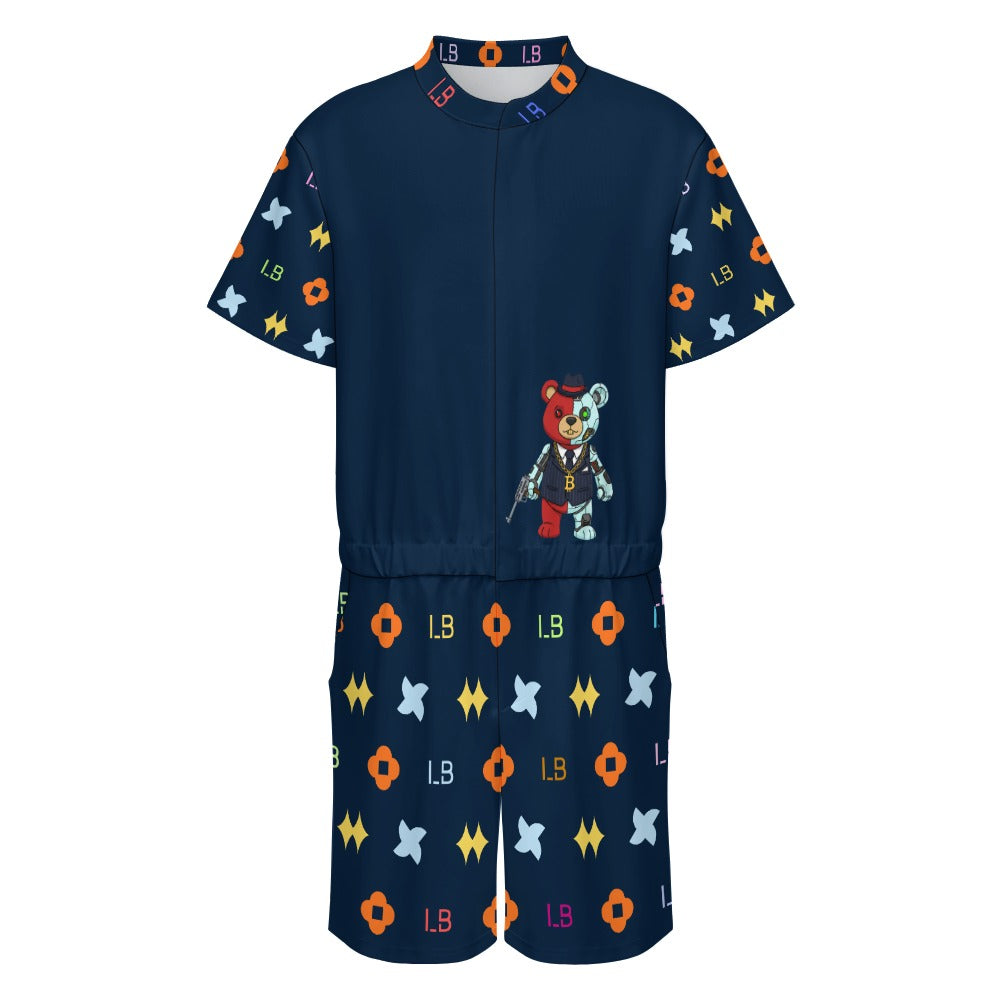 LauBelle - Men's one piece jumpsuit Short sleeved jumpsuit - Dark Blue - LauBelle Brand