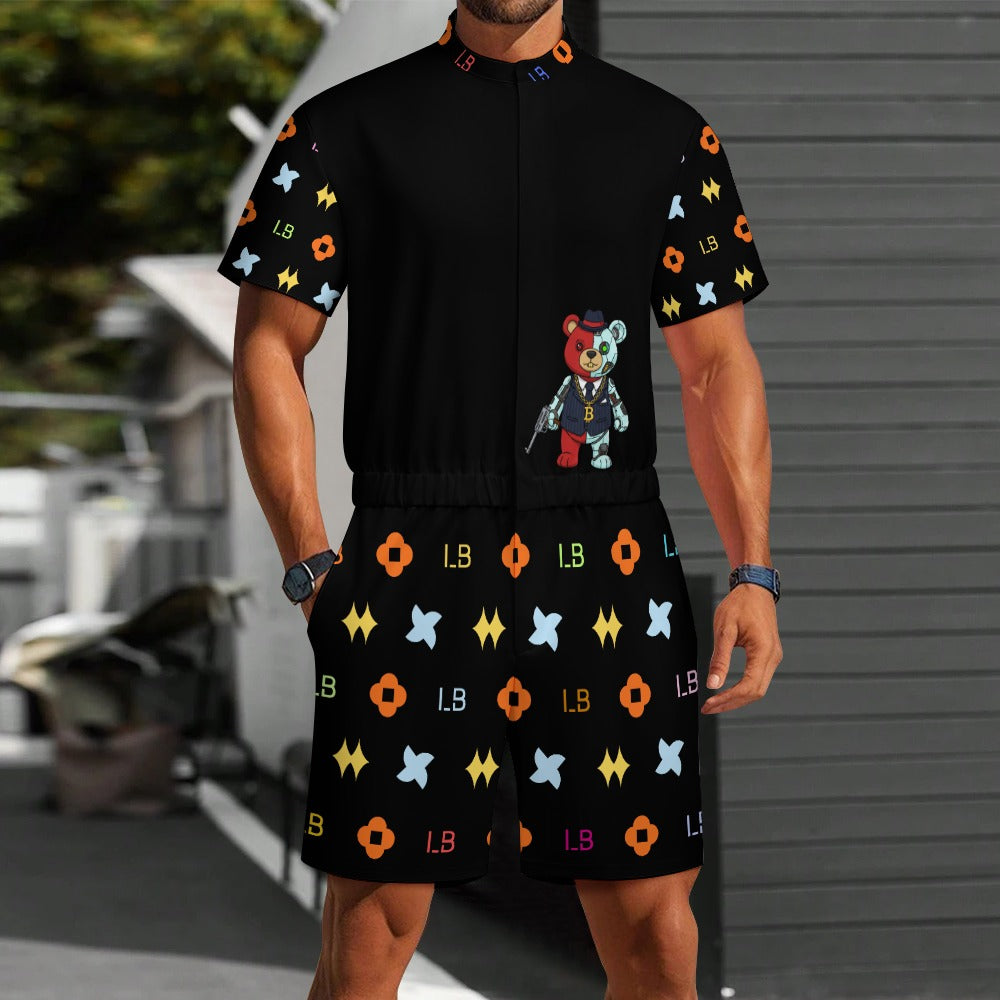LauBelle - Men's one piece jumpsuit Short sleeved jumpsuit - Blacck - LauBelle Brand