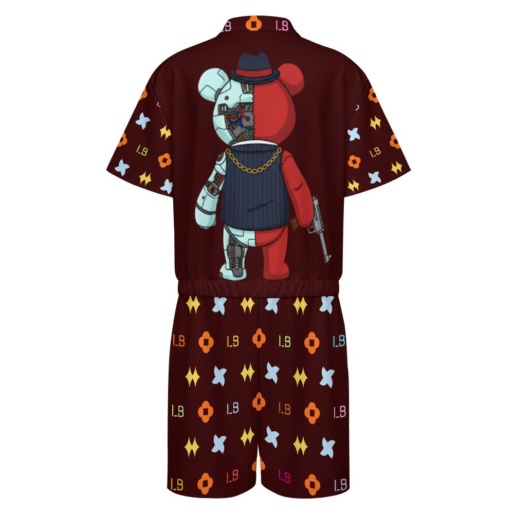 LauBelle - Men's one piece jumpsuit Short sleeved jumpsuit - Dark Redd - LauBelle Brand