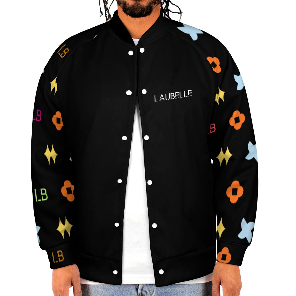 LauBelle Mens Classic Varsity Baseball Jacket Snap Button