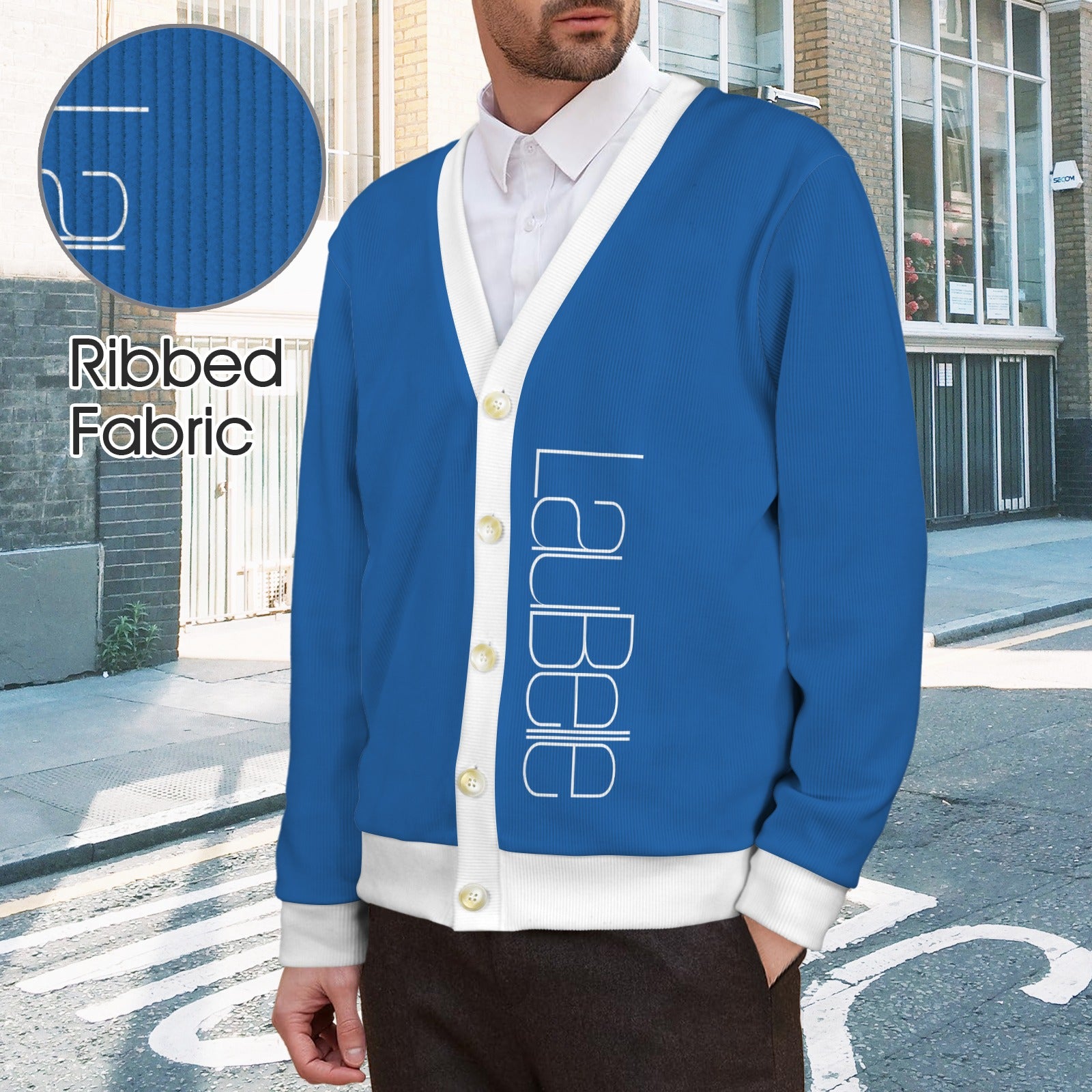 LauBelle Mens Tailored V-Neck Button-Up Cardigan