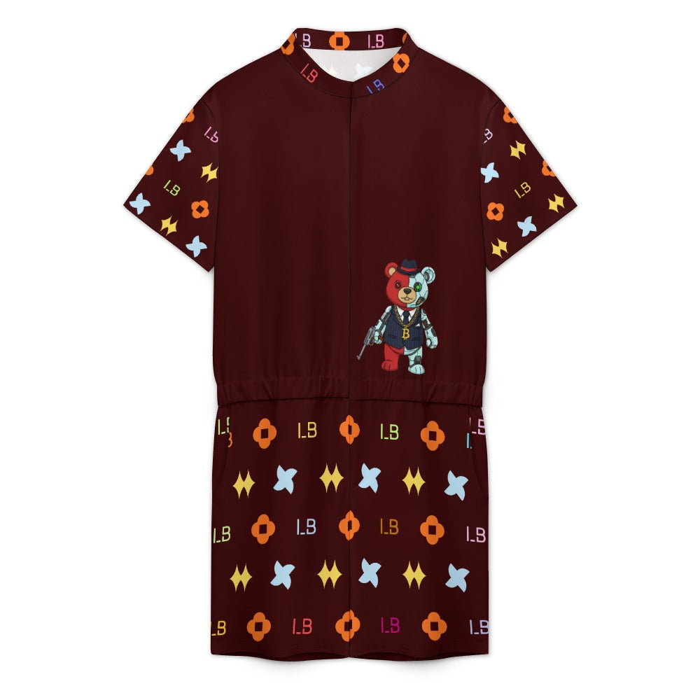 LauBelle - Men's one piece jumpsuit Short sleeved jumpsuit - Dark Redd - LauBelle Brand