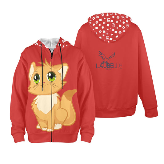LauBelle - Women's Fleece Full-Zip Hoodie - Red - LauBelle Brand