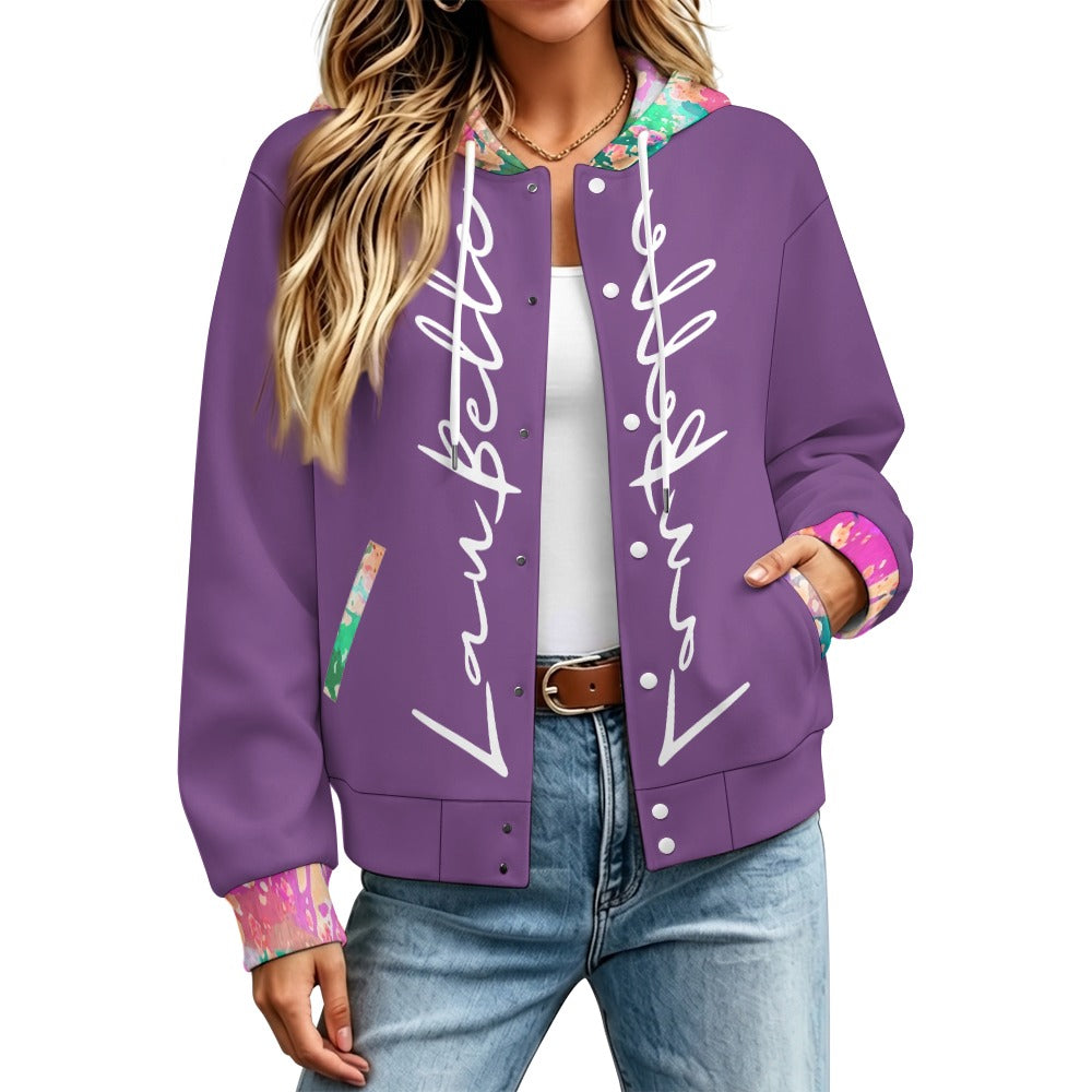 LauBelle Sport Athletic Hooded Baseball Varsity Jacket for her