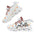 White sneakers with colorful patterns, wavy soles, and "LaBelle" text in black script.