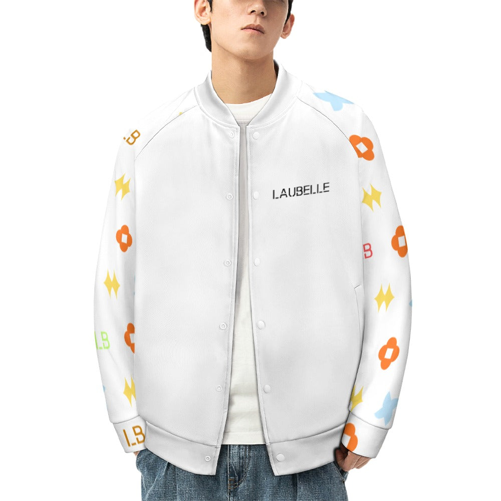 LauBelle Mens Classic Varsity Baseball Jacket Snap Button