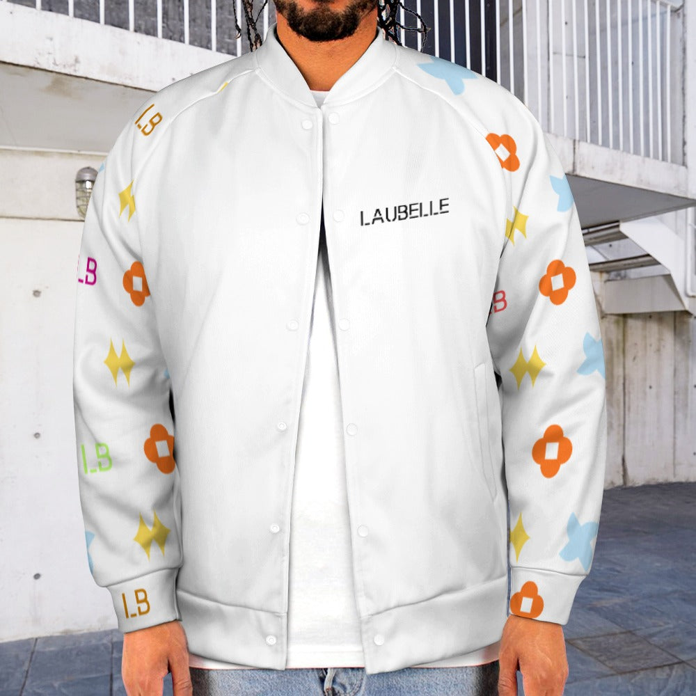 LauBelle Mens Classic Varsity Baseball Jacket Snap Button