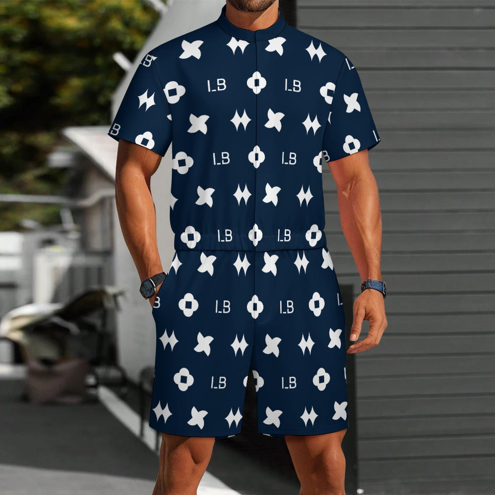 LauBelle - Men's one piece jumpsuit Short sleeved jumpsuit - Darkk Blue - LauBelle Brand