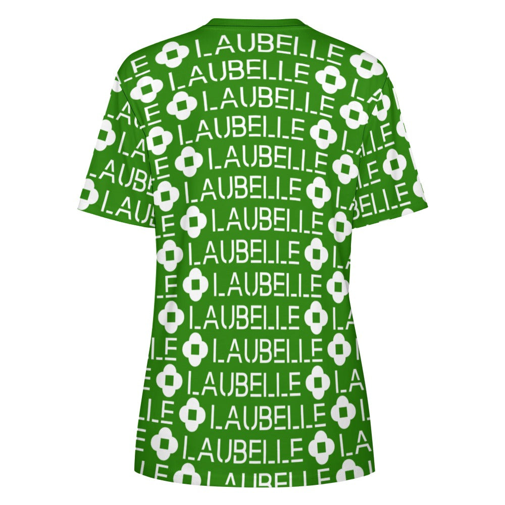 LauBelle - Women's 100% Cotton T-Shirt - Green and white - LauBelle Brand