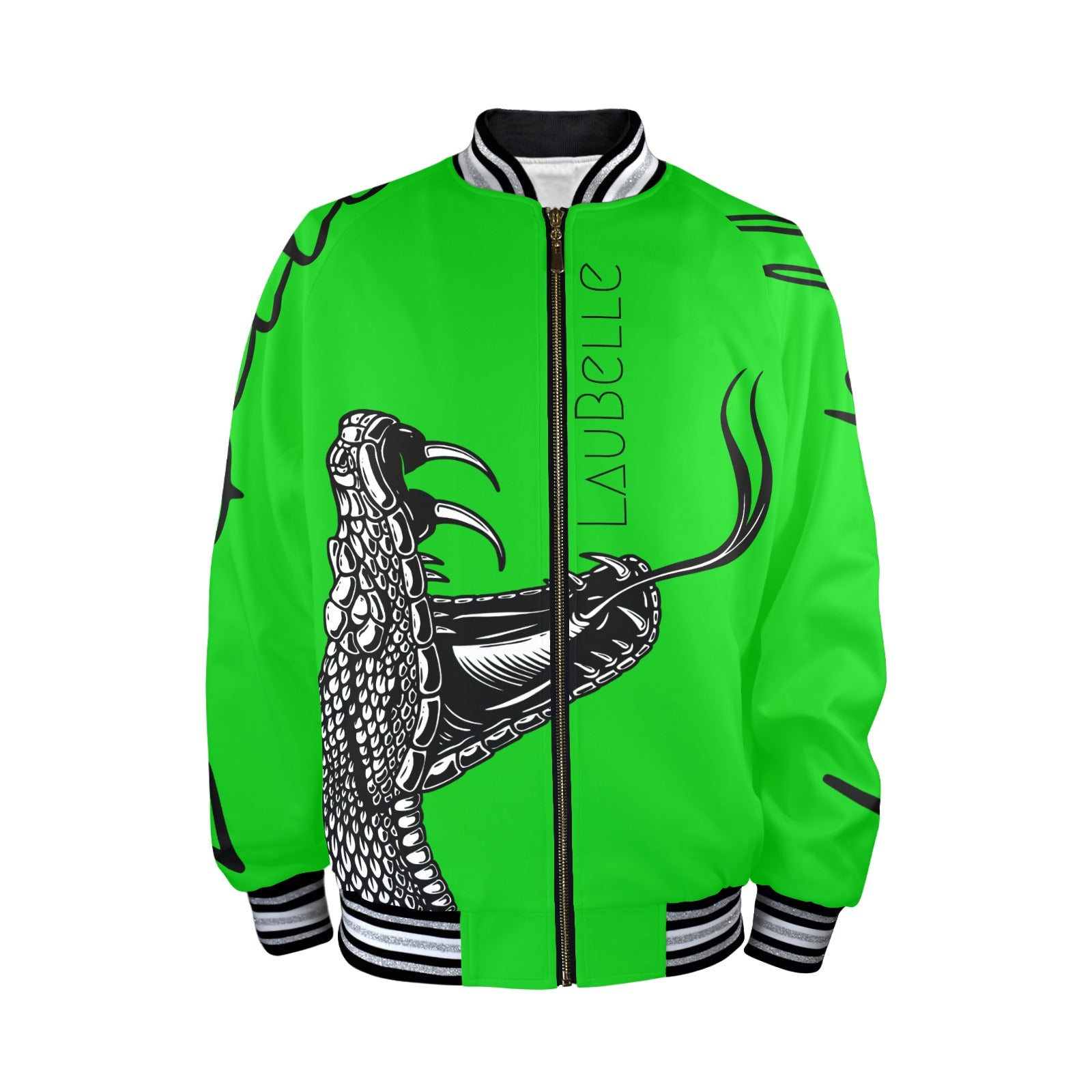LauBelle Mens Sporty Striped-Trim Metal-Zip Bomber Jacket