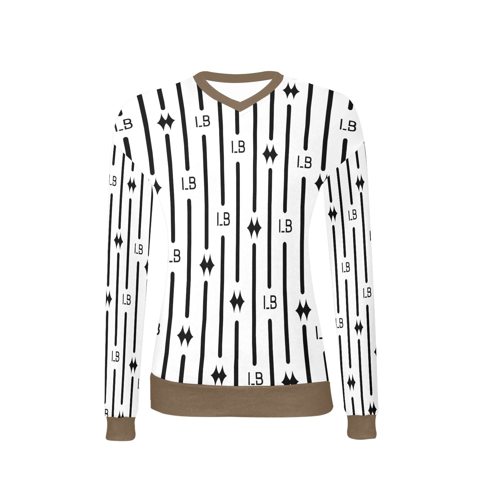 Women's All Over Print V-Neck Sweater(ModelH48) - LauBelle Brand