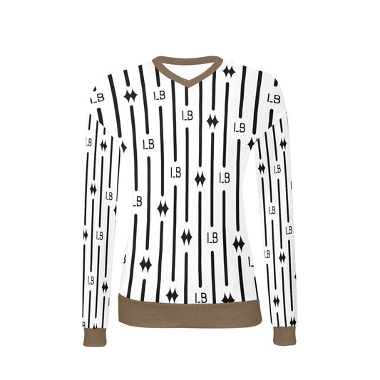 Women's All Over Print V-Neck Sweater(ModelH48) - LauBelle Brand