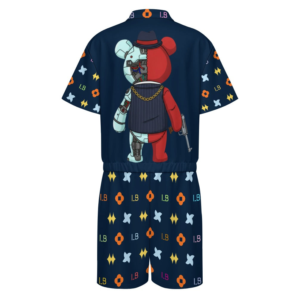 LauBelle - Men's one piece jumpsuit Short sleeved jumpsuit - Dark Blue - LauBelle Brand