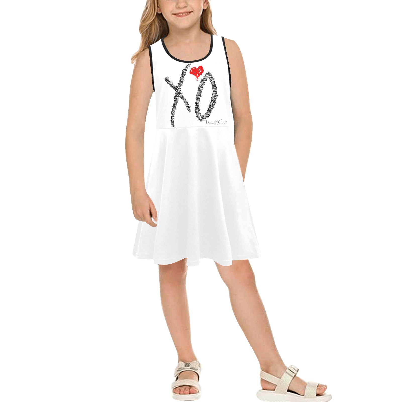 LauBelle - Girl's Sleeveless Sundress(ModelD56) - White - LauBelle Brand