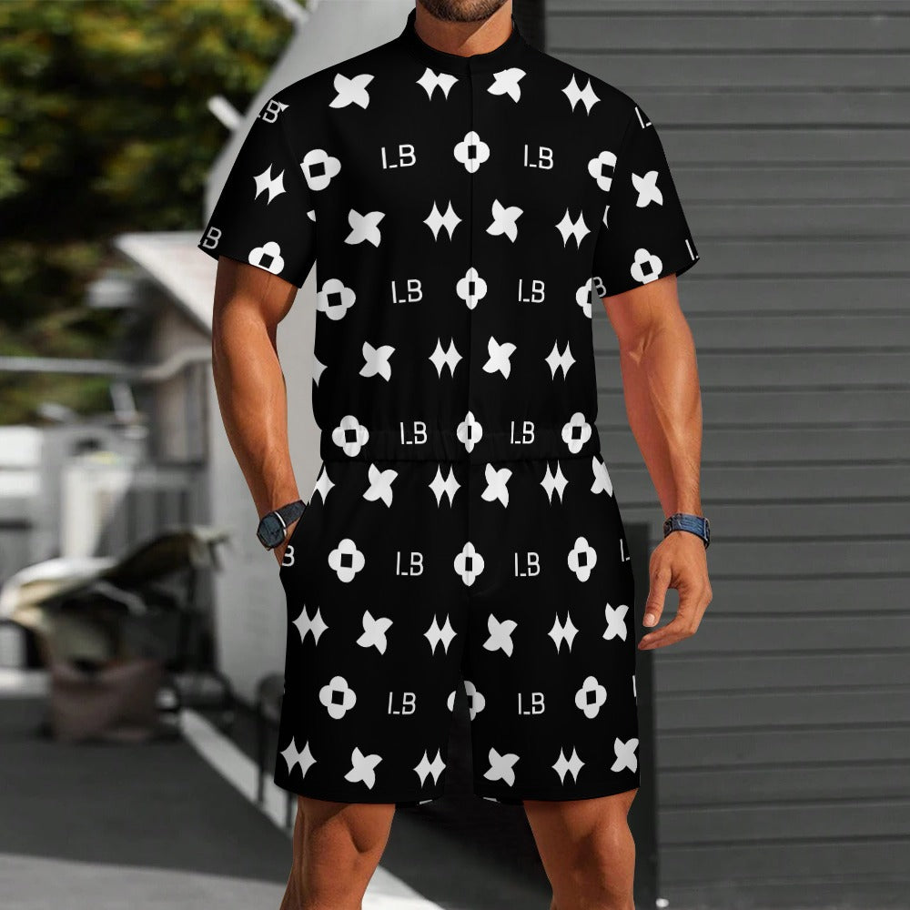 LauBelle - Men's one piece jumpsuit Short sleeved jumpsuit - Blackky - LauBelle Brand