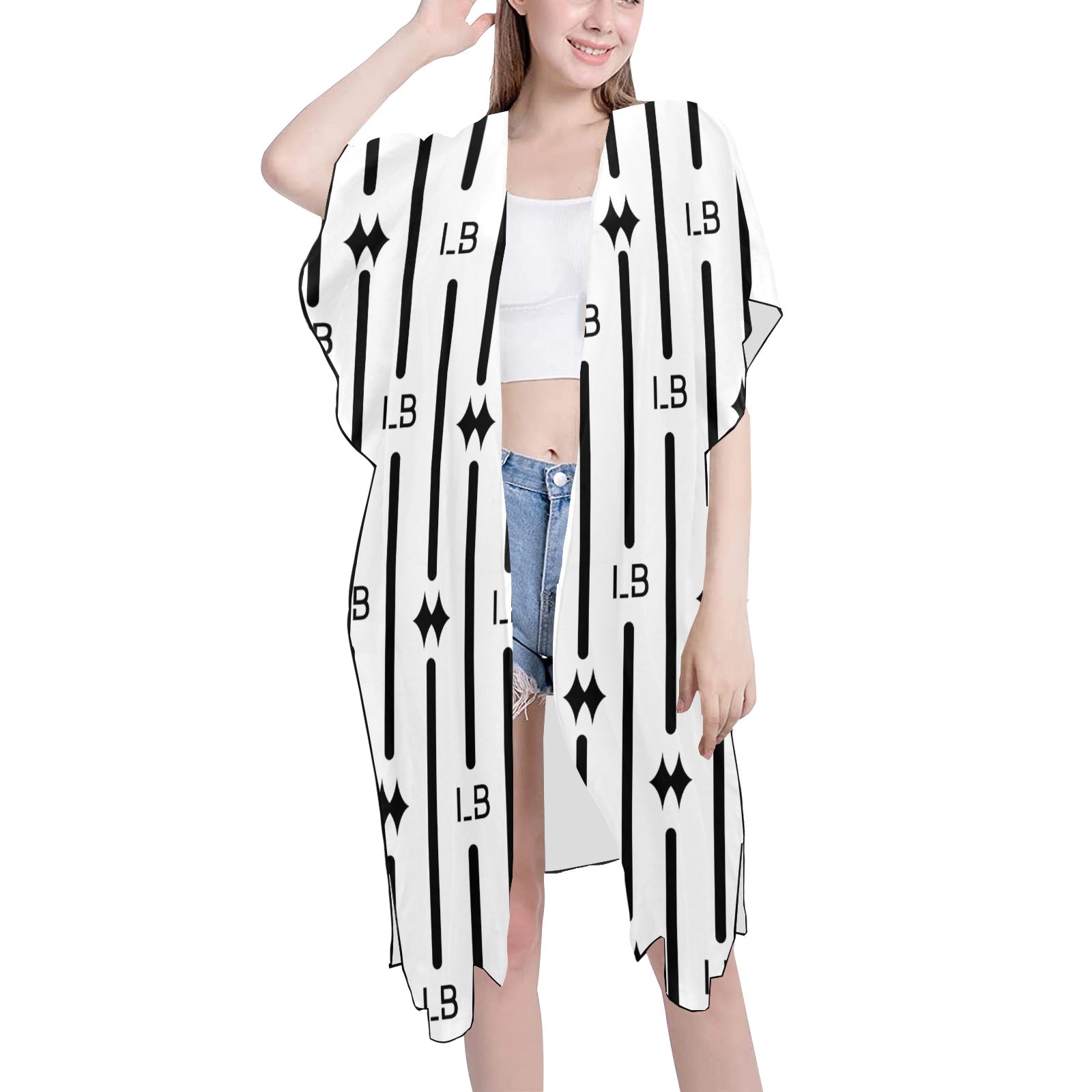 Mid-Length Side Slits Chiffon Cover Up (H50) - LauBelle Brand