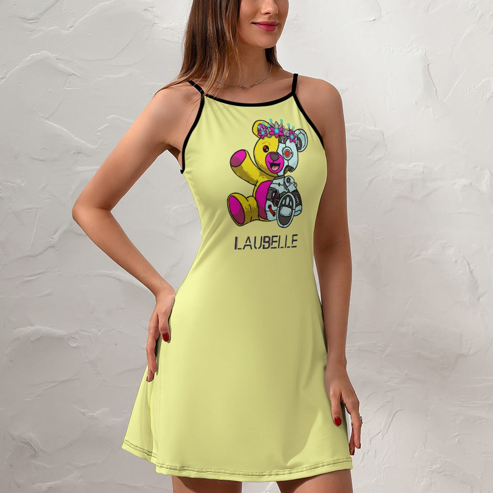 LauBelle - Ladies Personality Slim Sling Dress - Yellow - LauBelle Brand