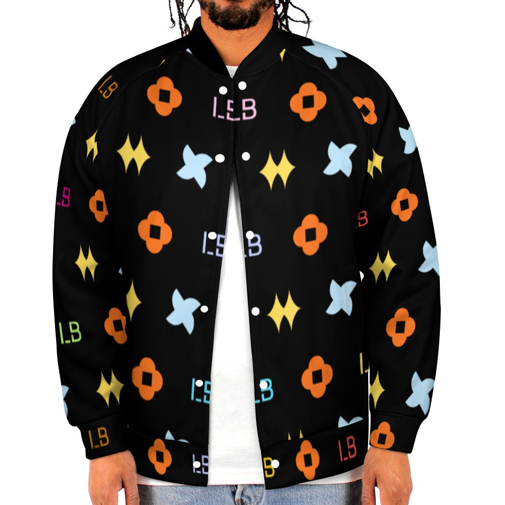 LauBelle Mens Classic Varsity Baseball Jacket Snap Button
