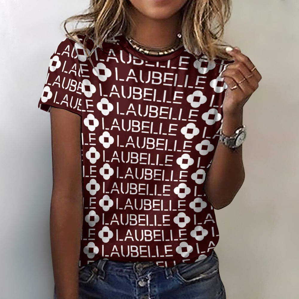 LauBelle - Women's 100% Cotton T-Shirt - Red and white - LauBelle Brand
