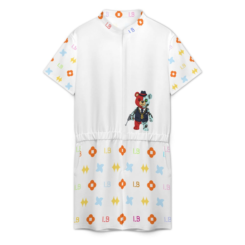 LauBelle - Men's one piece jumpsuit Short sleeved jumpsuit - Whitee - LauBelle Brand