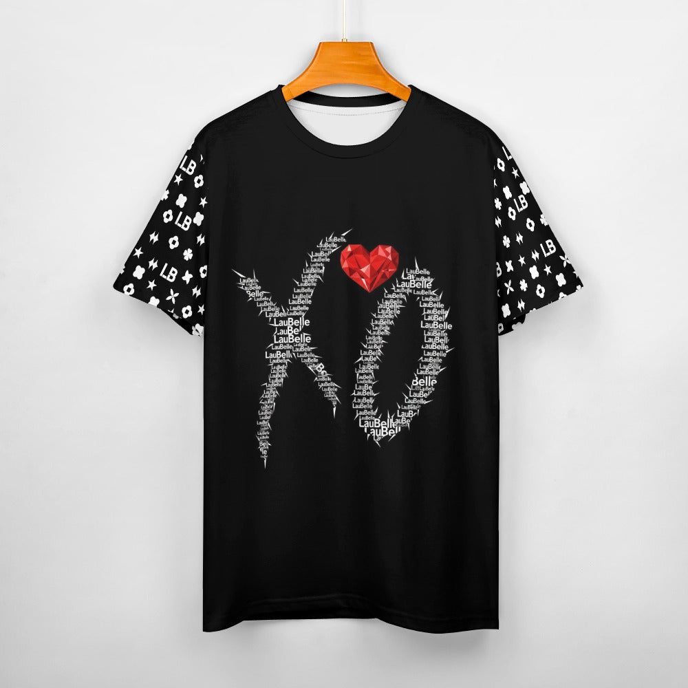 LauBelle - Women's 100% Cotton T-Shirt - Black XO - LauBelle Brand