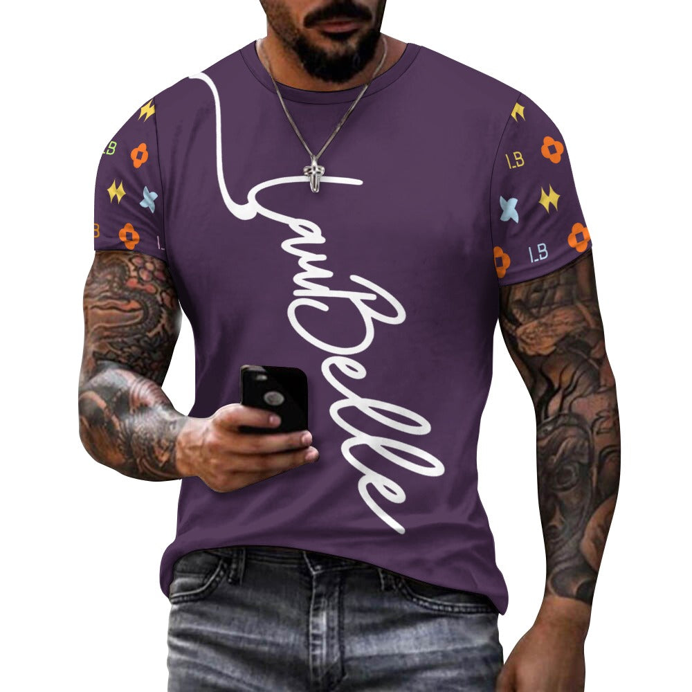 LauBelle - Men's Signature Script Tee – Pure Cotton Graphic T-Shirt